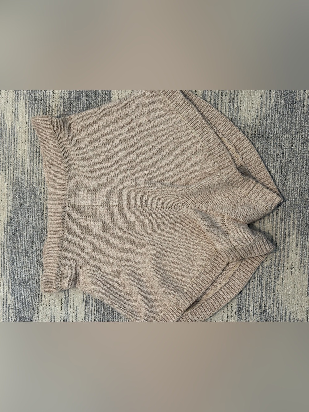 Free People High-Waist Knit Shorts in Light Taupe